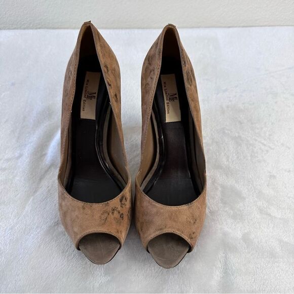 Mia Limited Edition Cosmopolitan Peep Toe Leopard Print Suede Heels size 8 - Picture 4 of 9